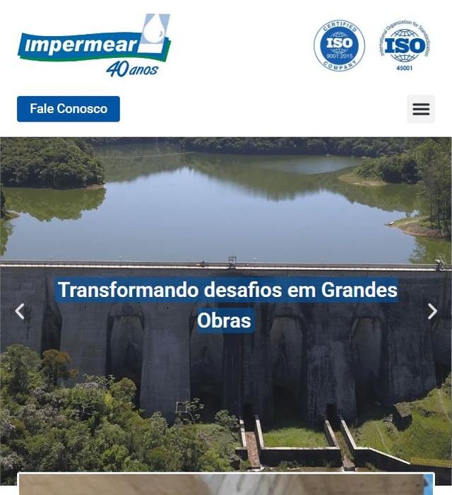 Site da Impermear, impermeabilização e recuperação estrutural há 40 anos