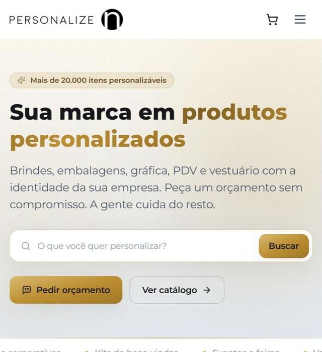 Site da Personalizen, brindes e produtos personalizados
